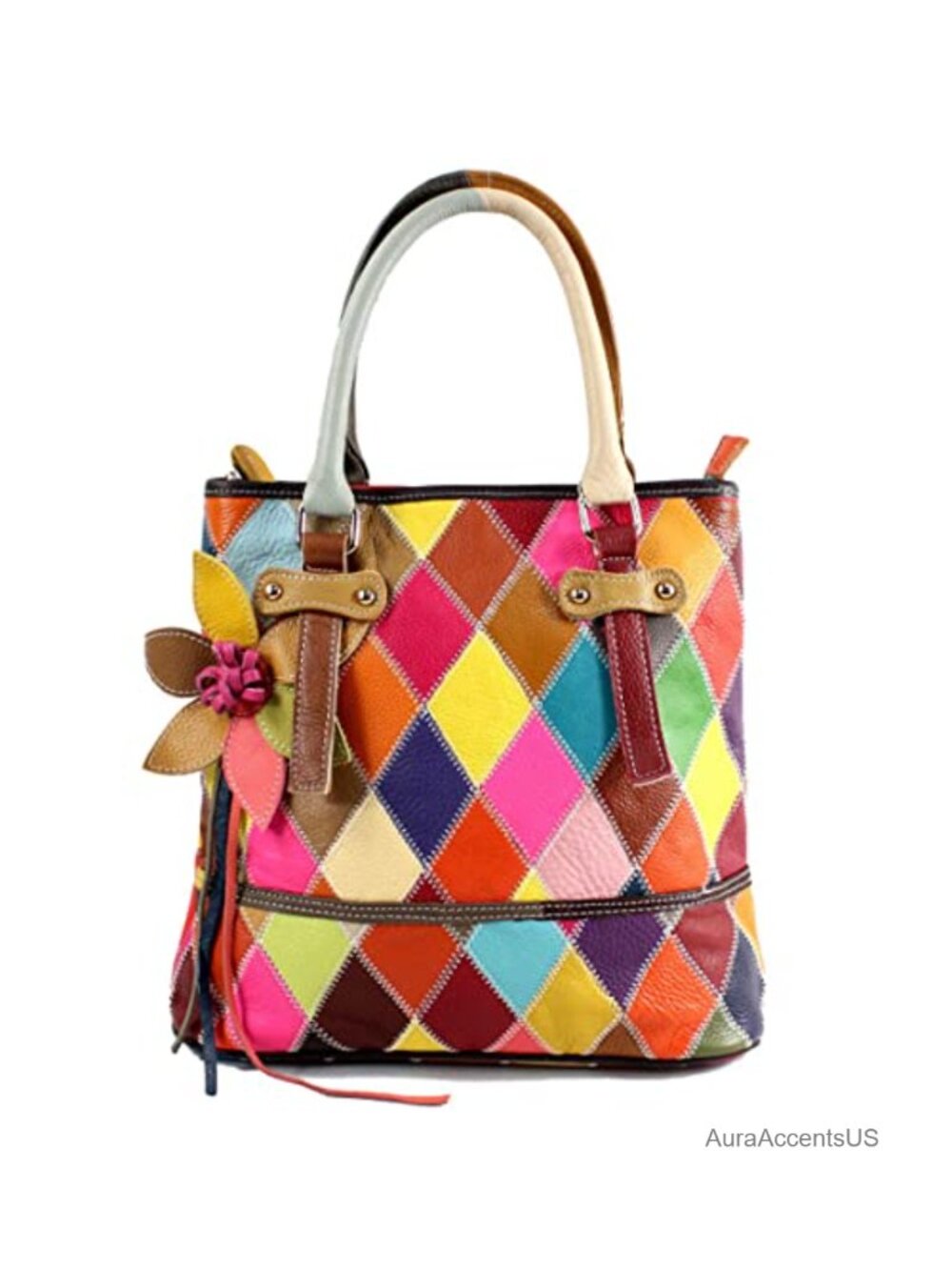 Genuine Leather Tote Bag Satchel Crossbody 3D Flower Women's Handbag
